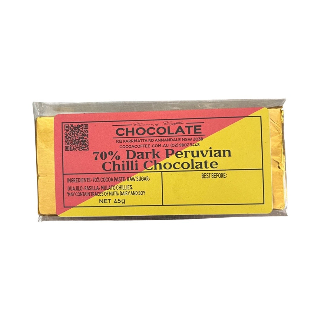 Dark Peruvian Chilli Chocolate Bar (70% Cocoa)